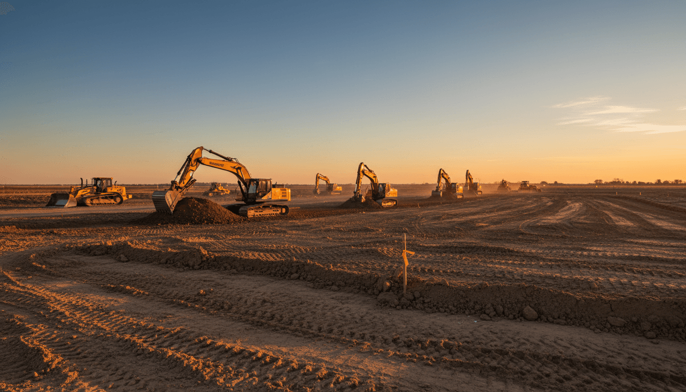 Excavation and grading equipment at work