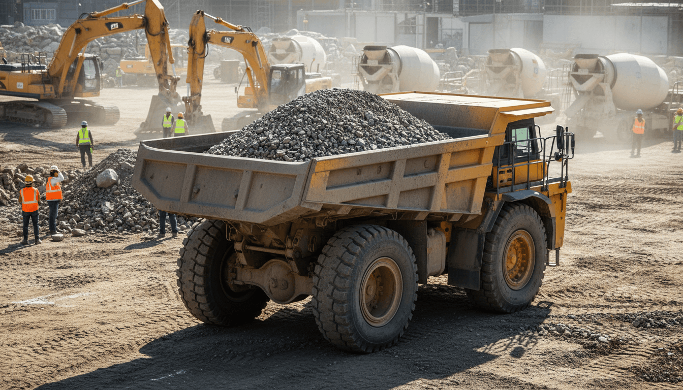Dump trailer and equipment used for grading and demolition services in Orange County