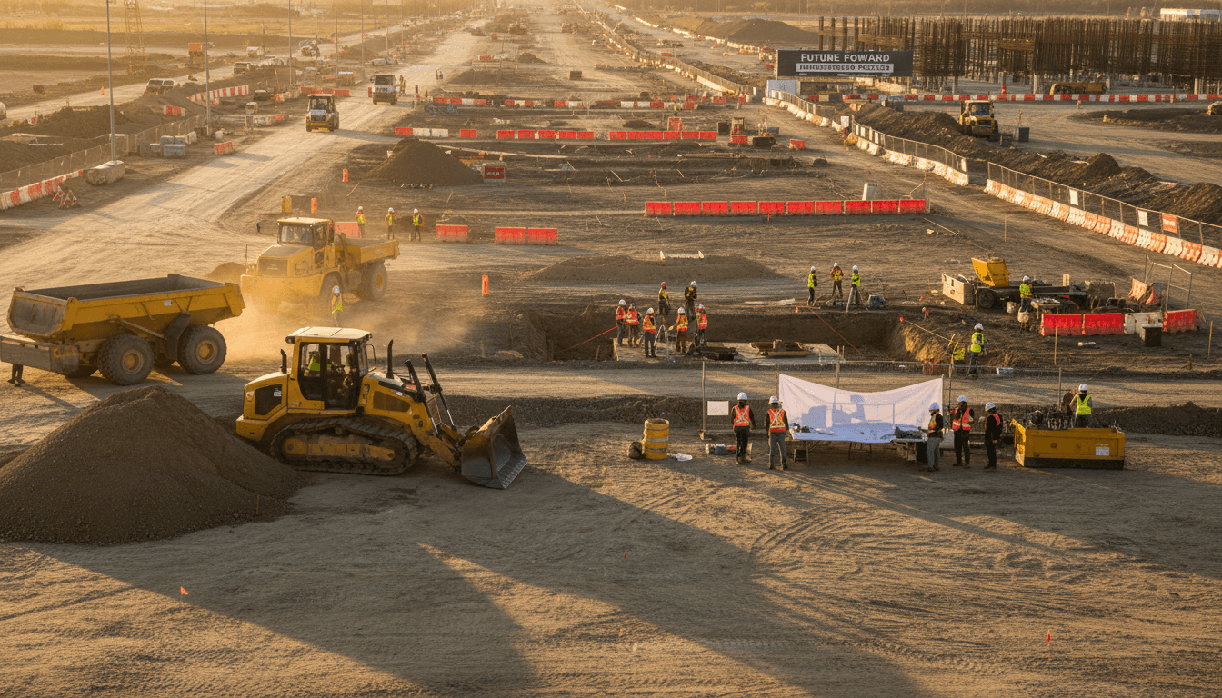 Site work crew performing grading and earthwork in Orange County